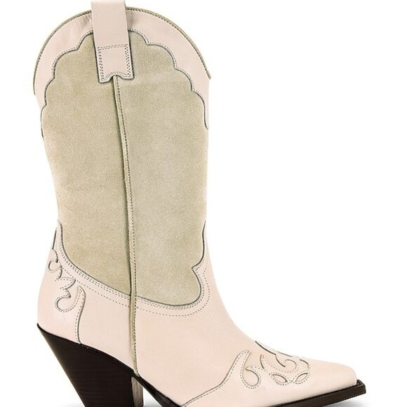 NEW TORAL Sand Cowboy Boots in Sand PINK SUEDE CREAM LEATHER - Picture 5 of 9
